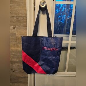 J. McLaughlin Blue Tote Reusable‎ Medium Bag Pink Stripe Classic Shopper
